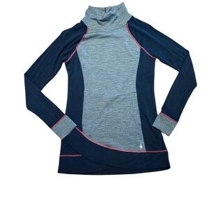 Smartwool Top Tunic Turtleneck Womens navy blue Long Sleeve Merino Wool Sz M
